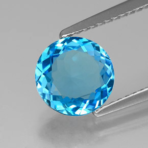1.94 ct Blue Topaz Stone, Natural Topaz in Round Facet Shape for Sale