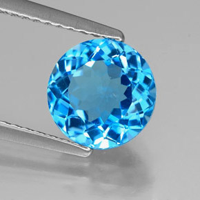 2.33 ct Blue Topaz Gemstone, Topaz Gem in Round Facet Shape for Sale.