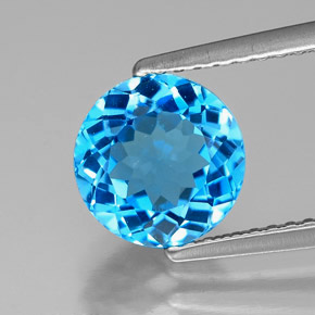 2.33 ct Blue Topaz Stone, Natural Topaz in Round Facet Shape for Sale