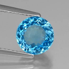 2.52 ct Blue Topaz Gemstone, Topaz Gem in Round Facet Shape for Sale.