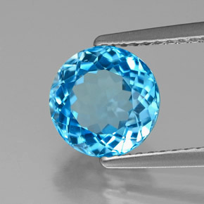 2.52 ct Blue Topaz Stone, Natural Topaz in Round Facet Shape for Sale