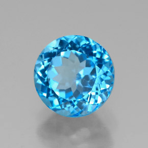 2.66 ct Blue Topaz Stone, Natural Topaz in Round Facet Shape for Sale