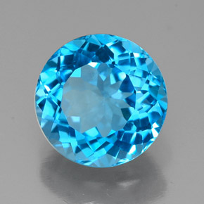 2.36 ct Blue Topaz Stone, Natural Topaz in Round Facet Shape for Sale