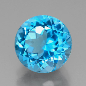 2.45 ct Blue Topaz Stone, Natural Topaz in Round Facet Shape for Sale
