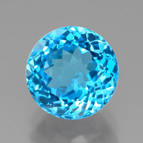 2.48 ct Blue Topaz Stone, Natural Topaz in Round Facet Shape for Sale