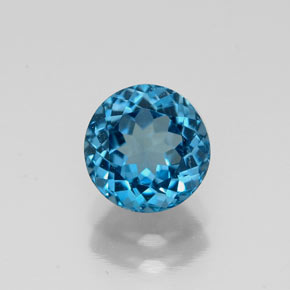 1.70 ct Blue Topaz Gemstone, Topaz Gem in Round Facet Shape for Sale.