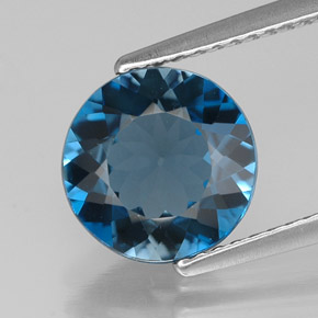 2.61 ct Blue Topaz Gemstone, Topaz Gem in Round Facet Shape for Sale.
