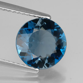 2.61 ct Blue Topaz Stone, Natural Topaz in Round Facet Shape for Sale