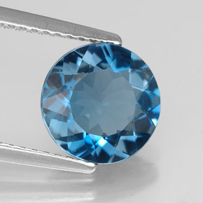 2.54 ct Blue Topaz Stone, Natural Topaz in Round Facet Shape for Sale