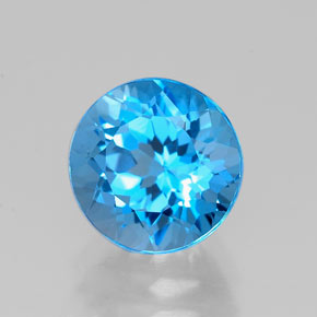 2.44 ct Blue Topaz Stone, Natural Topaz in Round Facet Shape for Sale