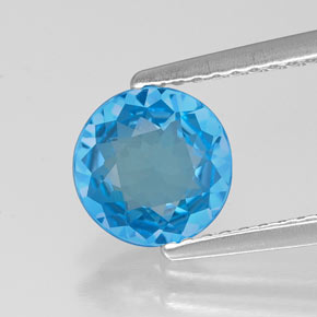 1.21 ct Blue Topaz Gemstone, Topaz Gem in Round Facet Shape for Sale.