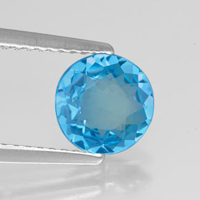 1.21 ct Blue Topaz Stone, Natural Topaz in Round Facet Shape for Sale