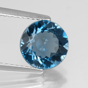 2.12 ct Blue Topaz Stone, Natural Topaz in Round Facet Shape for Sale