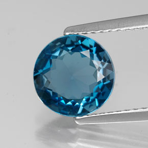 1.98 ct Blue Topaz Gemstone, Topaz Gem in Round Facet Shape for Sale.