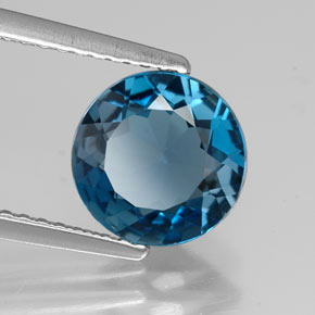 1.98 ct Blue Topaz Stone, Natural Topaz in Round Facet Shape for Sale