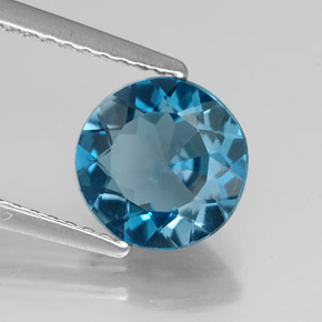 1.90 ct Blue Topaz Stone, Natural Topaz in Round Facet Shape for Sale