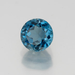 1.38 ct Blue Topaz Stone, Natural Topaz in Round Facet Shape for Sale