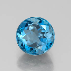 1.71 ct Blue Topaz Stone, Natural Topaz in Round Facet Shape for Sale