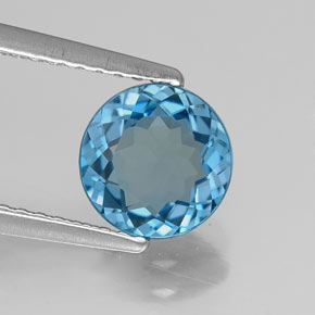 1.41 ct Blue Topaz Stone, Natural Topaz in Round Facet Shape for Sale