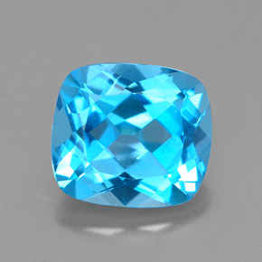 3.28 ct Blue Topaz Gemstone, Topaz Gem in Cushion-Cut Shape for Sale.