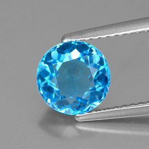 2.01 ct Blue Topaz Gemstone, Topaz Gem in Round Facet Shape for Sale.