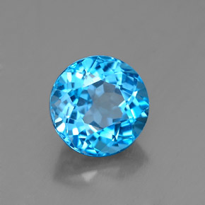1.95 ct Blue Topaz Stone, Natural Topaz in Round Facet Shape for Sale