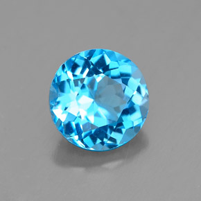 1.97 ct Blue Topaz Stone, Natural Topaz in Round Facet Shape for Sale