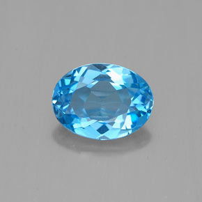 1.49 ct Blue Topaz Gemstone, Topaz Gem in Oval Facet Shape for Sale.