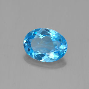 1.49 ct Blue Topaz Stone, Natural Topaz in Oval Facet Shape for Sale