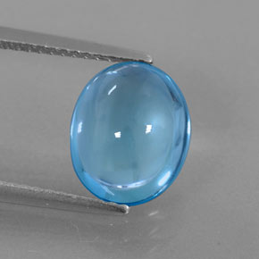 4.09 ct Blue Topaz Gemstone, Topaz Gem in Oval Cabochon Shape for Sale.