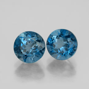 3.34 ct Blue Topaz Stone, Natural Topaz in Round Facet Shape for Sale