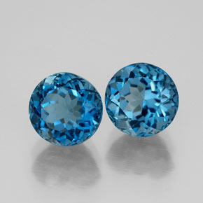 4.13 ct Blue Topaz Stone, Natural Topaz in Round Facet Shape for Sale