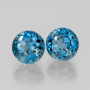 2.26 ct Blue Topaz Stone, Natural Topaz in Round Facet Shape for Sale