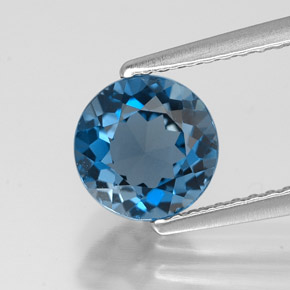 1.74 ct Blue Topaz Gemstone, Topaz Gem in Round Facet Shape for Sale.