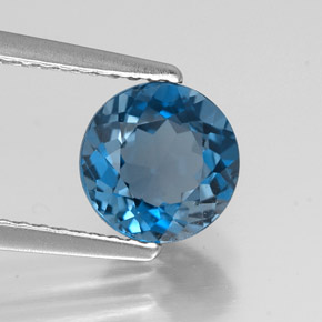 1.74 ct Blue Topaz Stone, Natural Topaz in Round Facet Shape for Sale