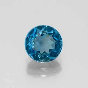 1.74 ct Blue Topaz Stone, Natural Topaz in Round Facet Shape for Sale
