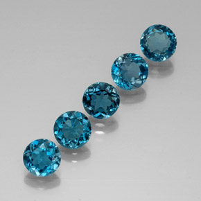 5.33 ct Blue Topaz Stone, Natural Topaz in Round Facet Shape for Sale