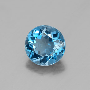 1.46 ct Blue Topaz Stone, Natural Topaz in Round Facet Shape for Sale