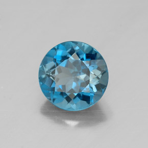 1.55 ct Blue Topaz Stone, Natural Topaz in Round Facet Shape for Sale