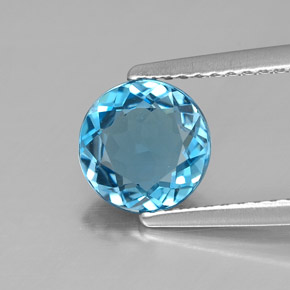 1.40 ct Blue Topaz Gemstone, Topaz Gem in Round Facet Shape for Sale.