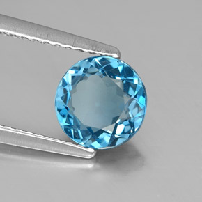 1.40 ct Blue Topaz Stone, Natural Topaz in Round Facet Shape for Sale