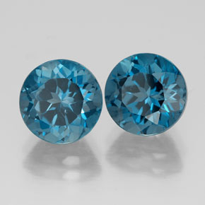 5.31 ct Blue Topaz Stone, Natural Topaz in Round Facet Shape for Sale