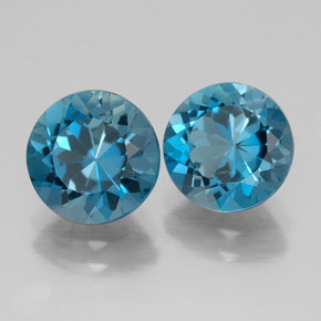 4.69 ct Blue Topaz Stone, Natural Topaz in Round Facet Shape for Sale