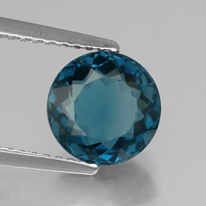 2.51 ct Blue Topaz Stone, Natural Topaz in Round Facet Shape for Sale
