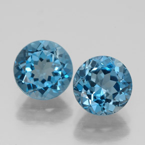 3.40 ct Blue Topaz Gemstone, Topaz Gem in Round Facet Shape for Sale.