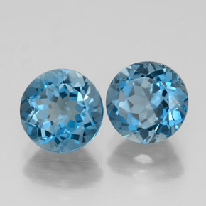 3.40 ct Blue Topaz Stone, Natural Topaz in Round Facet Shape for Sale