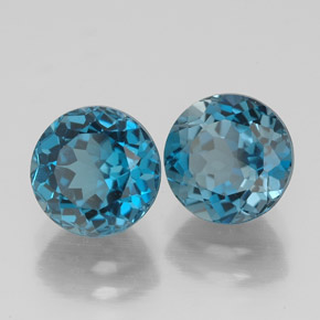 3.83 ct Blue Topaz Stone, Natural Topaz in Round Facet Shape for Sale