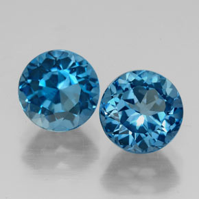 3.67 ct Blue Topaz Gemstone, Topaz Gem in Round Facet Shape for Sale.