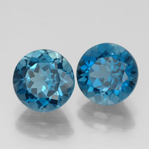 3.71 ct Blue Topaz Stone, Natural Topaz in Round Facet Shape for Sale