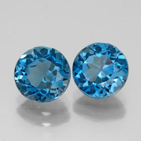 3.12 ct Blue Topaz Stone, Natural Topaz in Round Facet Shape for Sale